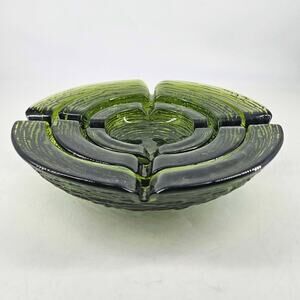 Set 3 GREEN Soreno Anchor Hocking Glass Nesting Ashtray Set Sm Med Lg Ashtrays